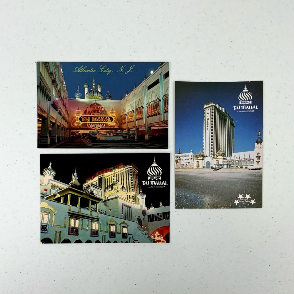 Atlantic City Donald Trump Taj Mahal Casino New Jersey Set Of 3 Vintage Postcard